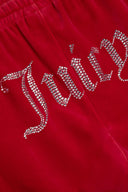 Juicy Couture Astor Red Velour Diamanté Tracksuit Bottom