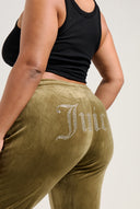 Juicy Couture Dark Olive Velour Diamanté Tracksuit Bottom