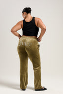 Juicy Couture Dark Olive Velour Diamanté Tracksuit Bottom