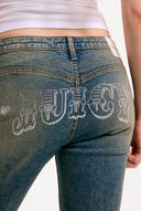 Juicy Couture Vintage Wash Western Diamante Flared Jeans