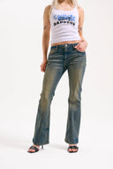 Juicy Couture Vintage Wash Western Diamante Flared Jeans