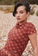 House of Sunny Retro Check Mesh Top