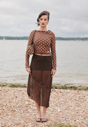 House of Sunny Double Layer Polka Dot Mesh Long Sleeve Top