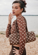 House of Sunny Double Layer Polka Dot Mesh Long Sleeve Top