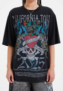 Ed Hardy Womens California Love Kills Relaxed T-shirt Top - Black