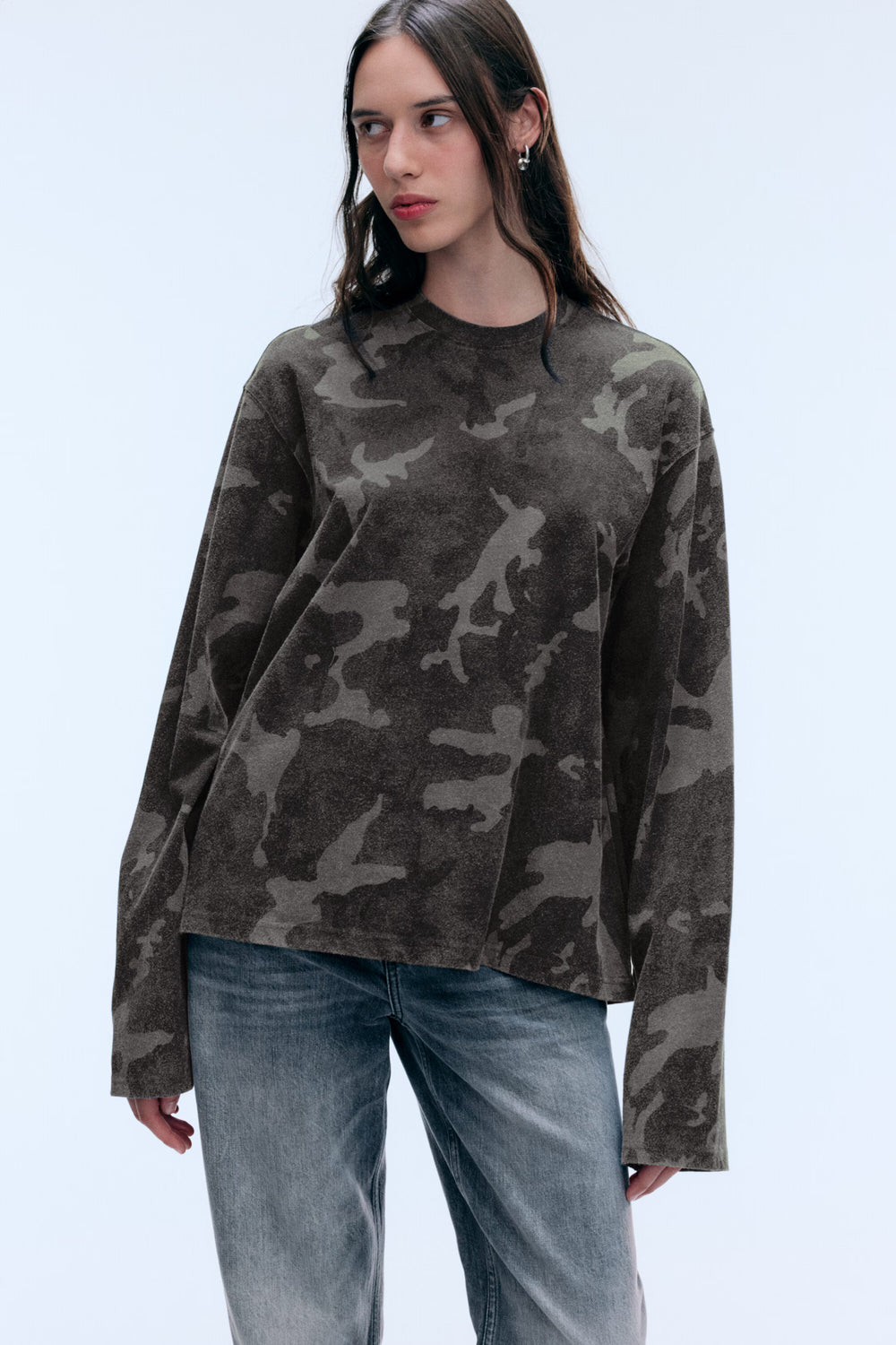 Camo Printed Long Sleeve Top