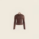 House of Sunny Double Layer Polka Dot Mesh Long Sleeve Top